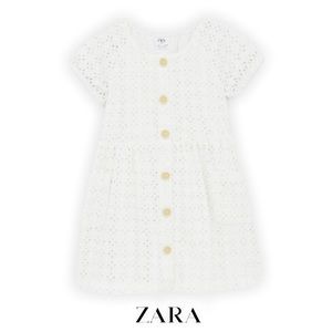 Zara White Eyelet Kids Dress